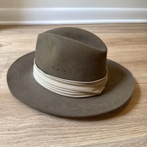 vintage 1980s safari BANANA REPUBLIC fedora hat 6-1/2 fur felted INDIANA JONES